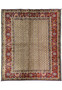 Full view of 6'4 x 8 Persian Moud All-Over Rug with ivory field and red border