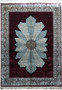 6x9’5 Chinese silk oriental rug with burgundy field and large sky-blue medallion floral design 6x9’5 Chinese silk oriental rug with burgundy field and large sky-blue medallion floral design