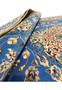 2'8 x 17'2 Blue Persian Nain 6LA Runner rolled to show royal-blue wool pile with off-white silk highlights and ivory border detail.