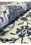 Rolled 10x13 Persian Nain 9LA Rug highlighting ivory and blue field with silk shimmer and fine floral detailing.