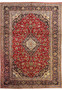 9x13 Persian Kashan rug full view showing discoloration on border