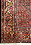 Close-up of the floral border with rich colors on the Bijar Persian Iron Rug.