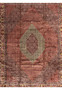Close-up of the upper field showing brick red Herati motifs on the Bijar Persian Iron Rug.