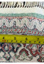 Backside knot count close-up of Qum pure silk rug with ruler measuring dense weave, illustrating approximately 600 KPSI precision.