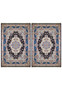 Full view of two identical 6'6 x 9'10 handmade Tabriz rugs showing matching medallions, floral motifs, and borders.