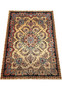 Top view of large Persian Tabriz rug showing ivory background, coral medallion and detailed floral vine structure