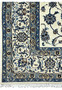 Detailed border closeup of Persian Nain rug highlighting fine knotting and silk accents