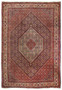 Deep red 7x10 Persian Bijar iron rug with bold geometric medallion, hand-knotted wool, full view