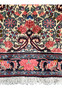 Lower border detail of a 3'4 x 4'8 Persian Bijar rug featuring rose bouquets, dark navy outlining, precise knot work, and traditional Persian symmetry