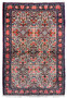 Full view of a 3'4 x 4'8 Persian Bijar rug with an ivory field, dense floral lattice, rose motifs, navy framing, and classic Bijar village craftsmanship