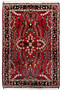 Full view of a hand-knotted Persian Darjazin rug featuring a saturated crimson field, intricate floral medallion, ivory accents, and finely articulated village motifs