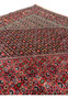 Foundation closeup of a Persian Bijar iron rug revealing extremely tight wool knots, firm structure, thick pile, and hallmark durability of Bijar weaving