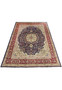 Large Persian Tabriz rug laid flat showing deep navy ground, ivory framing, intricate floral vines, and balanced symmetrical composition