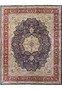 11'2 x 14'4 Persian Tabriz rug with deep navy blue field, classic ivory borders, dense floral pattern, and finely detailed traditional Persian design