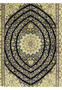 Centered view of Persian Nain 6 La rug showing layered floral medallion with light blue, ivory, and silk highlights on navy field