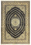 7 x 10 Persian Nain 6 La rug with deep navy field, ivory borders, silk foundation, and intricate floral medallion design