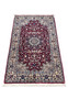 Hand knotted 3' x 5'3 Persian Tabriz rug with burgundy field, classic medallion design, ivory floral motifs, and detailed border shown laid flat