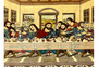 Close-up of central figure in signed pure silk Persian Qum Pardis Last Supper rug showing expressive features and fine silk color transitions