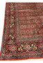 Side border view of Persian Bijar rug showing layered floral guards and strong geometric framing