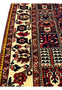 Close-up of Bakhtiar rug border highlighting wool texture and hand-knotted floral patterns