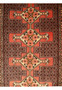 Detailed field section of handmade Persian runner with repeating boteh style forms and dense fine knot weaving