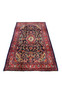 Persian Mahal wool rug top angle showing navy field large medallion red floral border and classic symmetrical design