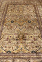 Top view of Oriental Agra rug showing symmetrical floral pattern, ivory beige field, and classic border layout