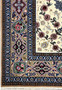 Corner border detail Persian Isfahan wool silk rug sage green black cartouches pink floral ivory field Darri