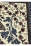 Floral motif detail Persian Isfahan wool silk rug blue cornflower clusters pink peony blooms ivory ground Darri