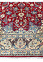 Lower border 10x13 Persian Isfahan wool rug facing deer animal pair on ivory ground blue floral surround crimson field.