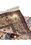 Folded edge of 5x8 Persian Isfahan Seirafian rug revealing ultra-thin silk foundation and pile