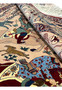 Close-up of silk foundation on 5x8 fine Persian Isfahan Seirafian wool and silk hunting rug