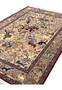 Angled view of 5x8 fine Persian Isfahan Seirafian hunting rug showing silk pile depth and sheen