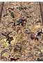 Full hunting scene detail of 5x8 Persian Isfahan Seirafian rug with riders horses and animals