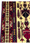 Close-up of tribal border on 5x8 Persian Afshar rug with geometric and diamond repeating motifs