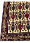 Burgundy and navy border detail of 5x8 Persian Afshar tribal rug with geometric motifs