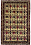 Hand-knotted 5x8 Persian Afshar tribal rug, ivory ground boteh vase design in navy and burgundy