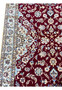 2'9x17 Persian Nain 6La Habibian runner wool silk crimson ivory scrolling vine side border detail