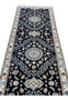 2'9x13 Persian Nain 6La navy blue ivory wool silk arabesque floral midfield view