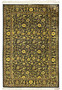 4x6 Persian Qum pure silk rug black gold Versace backside knot density closeup detail