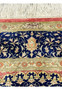 3x5 Persian Qum pure silk rug Amir Naghash navy gold silk pile material texture closeup
