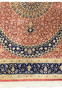 3x5 Persian Qum pure silk rug Amir Naghash rose navy gold floral lower field border detail