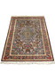 3x5 Persian Qum pure silk rug signed Varmaluei burgundy navy gold multicolor medallion full view