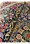3x5 Persian Qum pure silk rug Varmaluei burgundy navy gold coral floral upper field detail