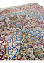 3x5 Persian Qum pure silk rug Varmaluei woven Persian script signature cartouche closeup