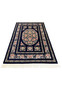 3x5 Persian Qum pure silk rug signed oval medallion navy blue coral floral laid flat view