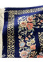 3x5 Persian Qum pure silk rug signed folded corner edge silk pile navy gold border detail