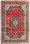 10x14'7 Persian Kashan rug featured on Shark Tank crimson red navy medallion floral full view