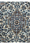 3x5 Persian Nain rug navy diamond medallion ivory arabesque powder blue closeup