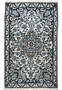 3x5 Persian Nain rug ivory navy medallion arabesque floral full view